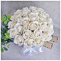 Букет цветов из мыла на 8 марта. Подарок на день рождения для девушки. Букет белых роз