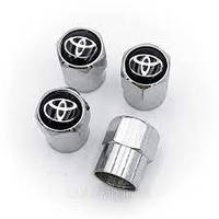 Защитные металлические колпачки на ниппель, золотник автомобильных колес с логотипом Toyota Тойота- хром