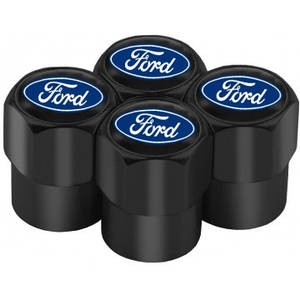 Захисні металеві ковпачки на ніпель, золотник автомобільних коліс із логотипом Ford Форд — чорні