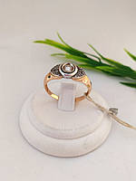 Перстень з червоного і білого золота 585 проби з цирконієм Золота печатка