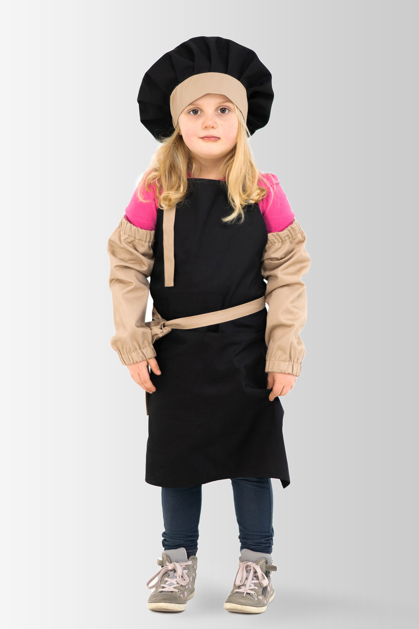 Комплект дитячий Latte Junior 7-12 років | Фартух + Ковпак + Нарукавники Чорно-бежевый