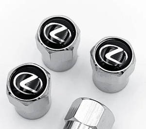 Захисні металеві ковпачки на ніпель, золотник автомобільних коліс із логотипом Lexus — хром