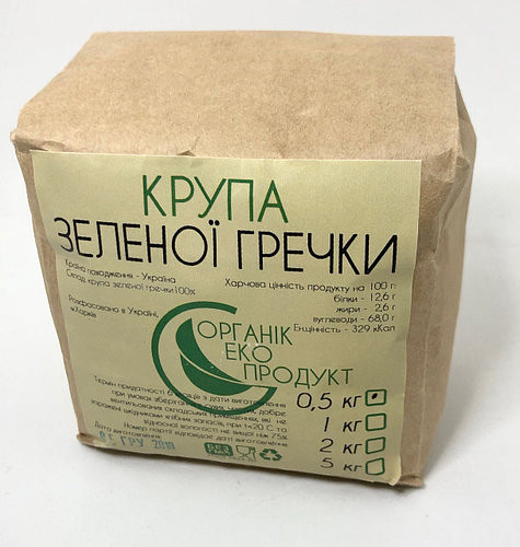 Крупа зеленої гречки, 500г Органік Еко Продукт