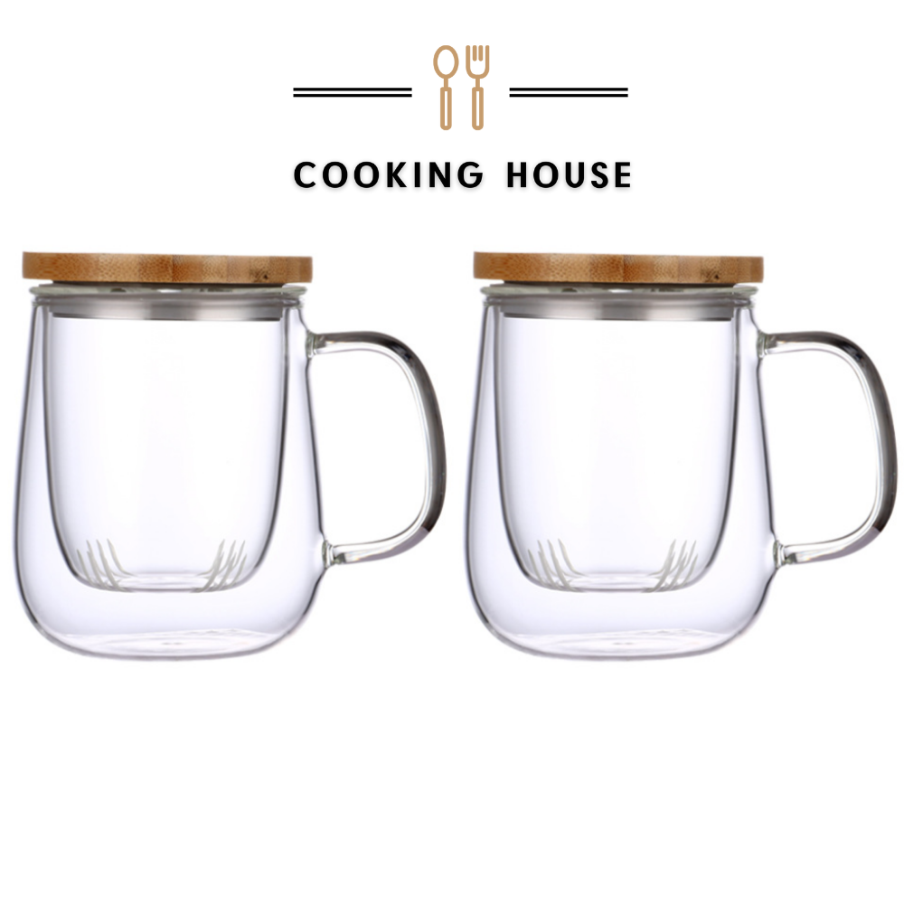 Склянки для заварювання чаю Cooking House 400 мл з ситечком, кришкою і ручкою для квіткового та розсипчастого чаю. 2шт