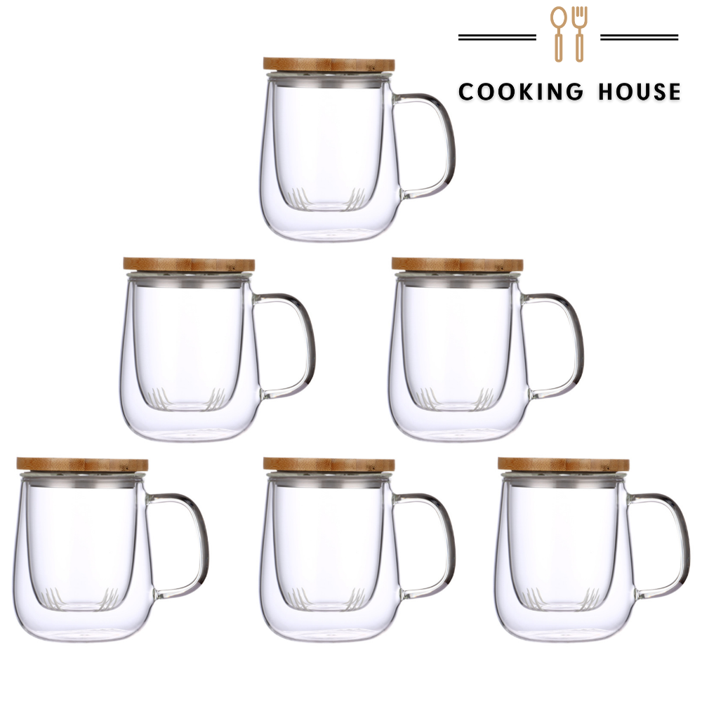 Склянки для заварювання чаю Cooking House 400 мл з ситечком, кришкою і ручкою для квіткового та розсипчастого чаю. 6шт
