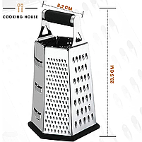 Тертка Cooking House для кухні з нержавіючої сталі з 6 сторін - проста у використанні та нековзка основа., фото 4