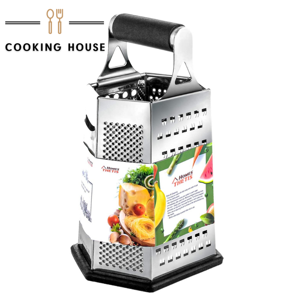 Тертка Cooking House для кухні з нержавіючої сталі з 6 сторін - проста у використанні та нековзка основа.