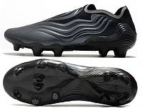 Бутсы Adidas Copa Sense + FG черные футбольные копочки Адидас копа сенс без шнурков обувь для футбола Адидас