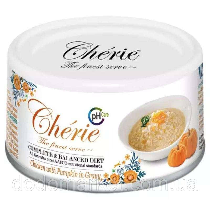 Вологий корм із куркою і гарбузом для котів Cherie (Чері) 80 г, фото 1