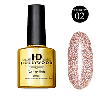 Гель лак HD Hollywood Celebrity 002 Рожевий із шиммером 8 мл