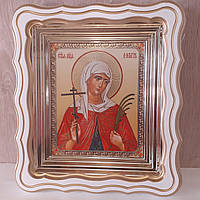 Ікона Валентина свята мучениця, лик 15х18 см, у білому фігурному дерев'яному кіоті