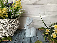 Пасхальный декор Кролик велюр 15 см серо-голубого цвета