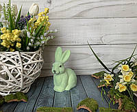 Пасхальный декор Кролик велюр 15 см нежно-зелёного цвета