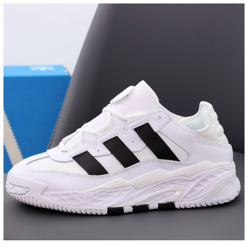 Чоловічі кросівки Adidas Niteball White Black, білі кросівки адідас найтбол чорно-білі, фото 1