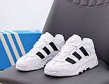 Чоловічі кросівки Adidas Niteball White Black, білі кросівки адідас найтбол чорно-білі, фото 2