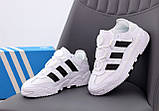 Чоловічі кросівки Adidas Niteball White Black, білі кросівки адідас найтбол чорно-білі, фото 4