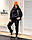 Стильный женский спортивный костюм из трехнити на флисе с жилеткой из плащевки на силиконе 150, фото 2