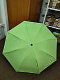 Парасолька механічна шкіряна зелена снарву з квіточками всередині, парасолька від дощу, жіноча парасолька, фото 3