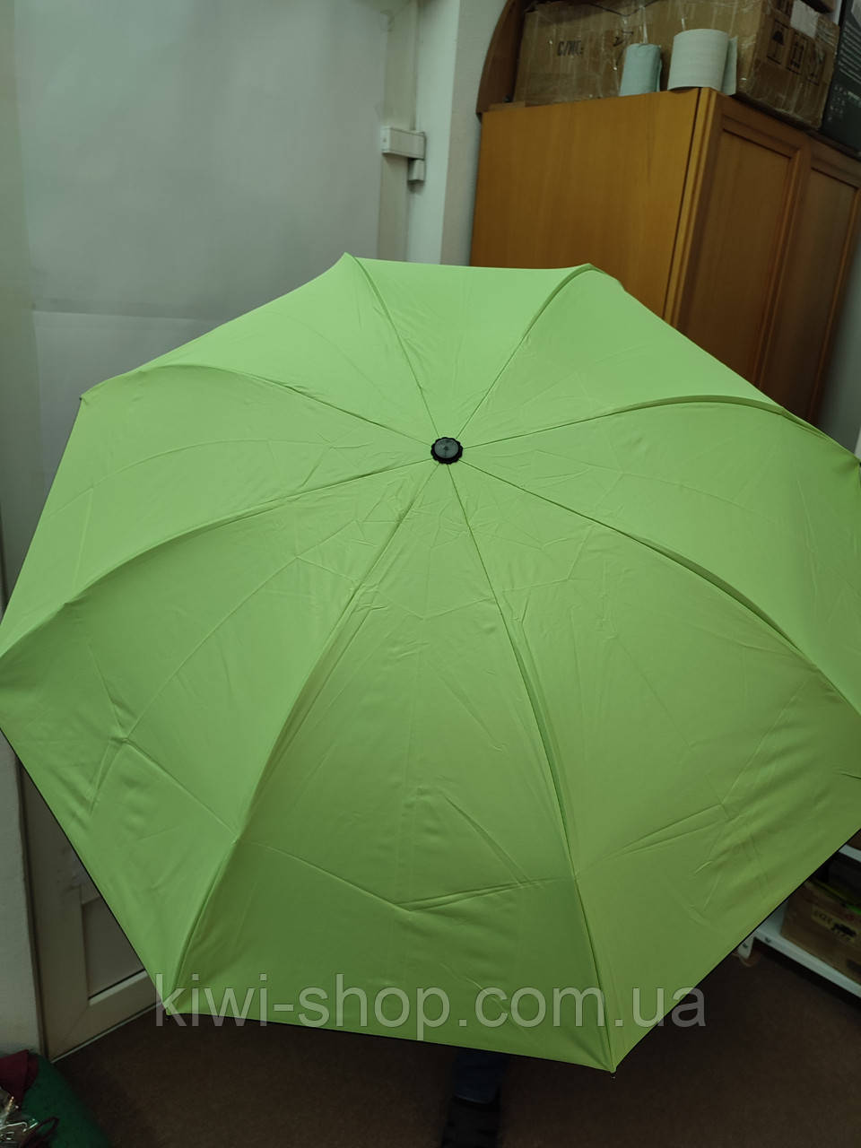 Парасолька механічна шкіряна зелена снарву з квіточками всередині, парасолька від дощу, жіноча парасолька