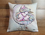 Стьобана дитяча декоративна наволочка єдиноріг на місяці, фото 8