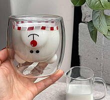 Скляна чашка з подвійними стінками "Ведмедик" 250 мл (зберігає температуру)