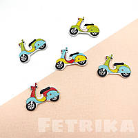 Ґудзики "Мопеди" дерев'яні, 26*20 мм, Мікс