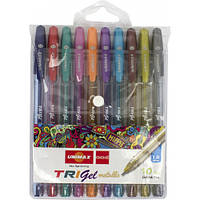 Набір ручок гелевих "Unimax" UX-141/43270 Trigel Metallic 10 кольорів