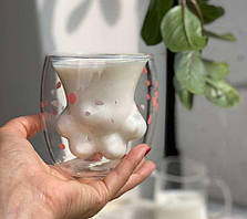 Скляна чашка з подвійними стінками "Лапка" 250 мл (зберігає температуру)