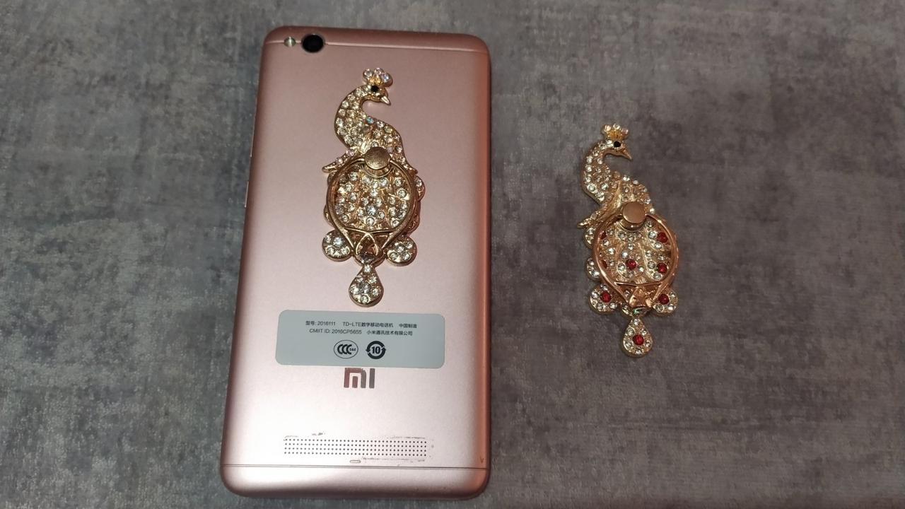 Попсокет тримач на телефон в виді Павліна металевий кристали на палець PopSocket, фото 1