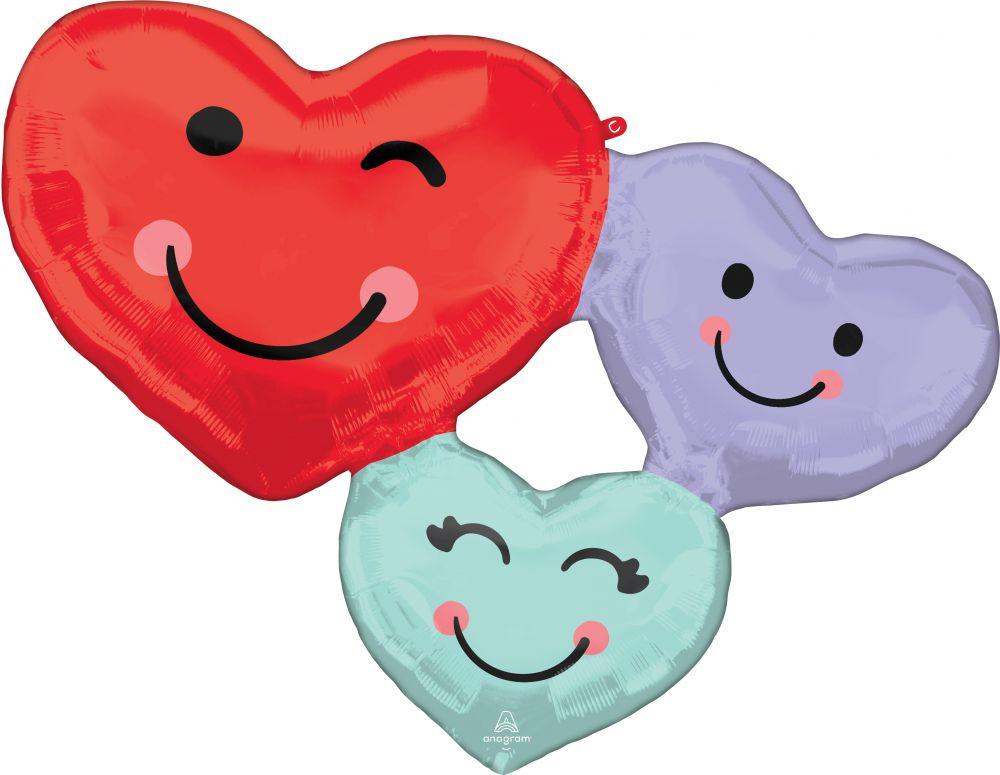 А 33" SuperShape Cute Heart Trio. Кулі на День св Валентина Мультишар серця — В УП