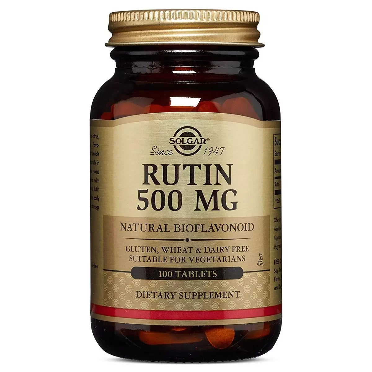 Рутин, Rutin, Solgar, 500 Мг, 100 Таблеток