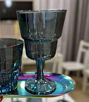 Стильні келихи для вина з кольорового скла "Грінвіль" 150 мл, комплект 4 шт. (глубокий зелений колір)