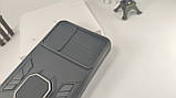 Протиударний чохол Camshield для Samsung A12 чорний, Ударостійкий чохол Самсунг А12 з кільцем і шторкою, фото 6