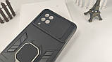 Протиударний чохол Camshield для Samsung A12 чорний, Ударостійкий чохол Самсунг А12 з кільцем і шторкою, фото 8