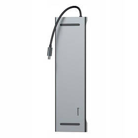 Мультипортовий адаптер USB Хаб Baseus Enjoyment Series Type-C Notebook PD/HDMI*2/VGA/RJ45/SD/TF/USB*3/Adapter  CATSX-G0G Dark Grey