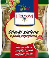 Оливки іспанські зелені фаршировані паприкою Helcom, 195 г, Польща