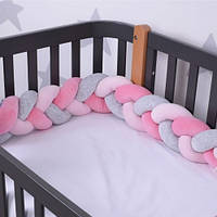 Защита в кроватку Бампер-коса Baby Veres Pink Grey 120х15 см