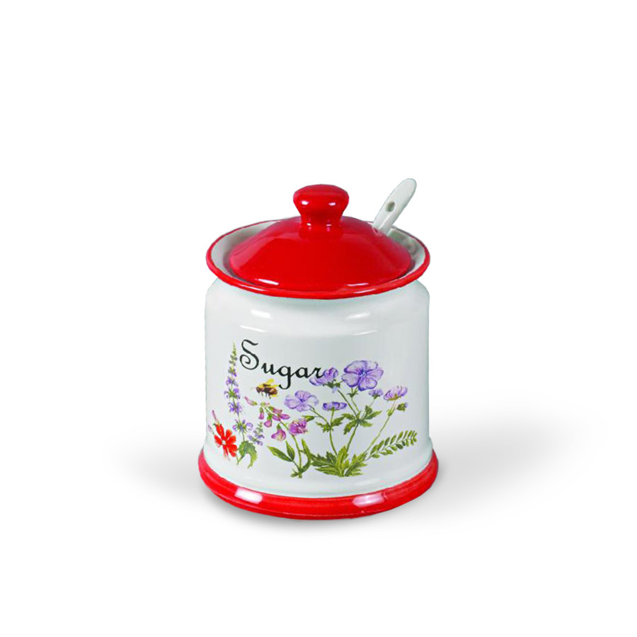 Цукорниця з ложкою Maestro MR-20008-09 керамічна Flora | Цукорниця з кераміки з кришкою