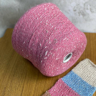 Альпака з люрексом "шишибрики" в бобіні арт. Dolcevita від Luxury Selection by Ri.Go 350м/100г Троянда