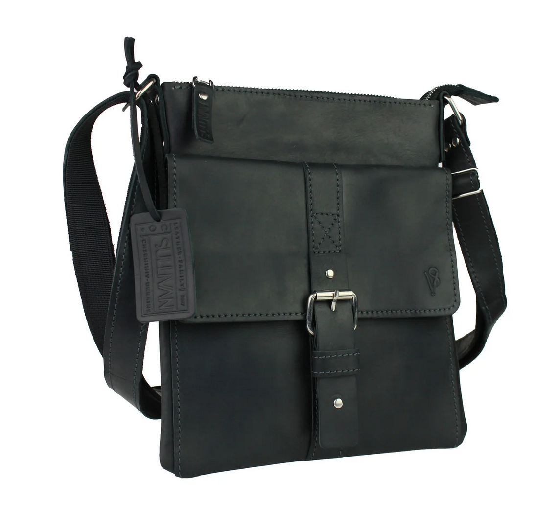 Мужская Кожаная Сумка Через Плечо Планшет Мессенджер Черная GmSMVP90 ...