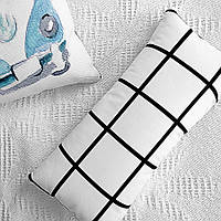 Подушка для дивану оксамитова Білі квадрати 50x24 см (52BP_JOY012)
