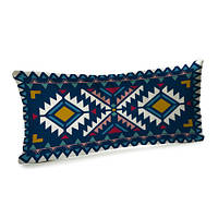 Подушка для дивана бархатная Сине-белый орнамент 50x24 см (52BP_JOY003)