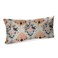 Подушка для дивана бархатная Розово-бирюзовый этно орнамент 50x24 см (52BP_ERA002)