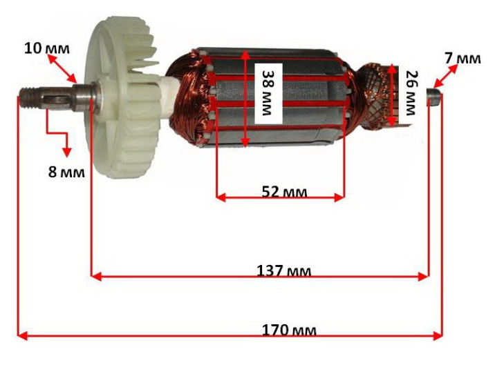 Якорь на болгарку Einhell Red Line TE-AG 125 CE - фото 1 - id-p214650233