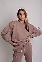 Джемпер жіночий бавовняний Vivioji двонитка Коричневий розмір S/M (12550)