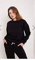 Джемпер жіночий бавовняний Vivioji двонитка Чорний розмір S/M (12550)
