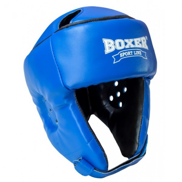 Шлем каратэ Элит L кожа, синий BOXER