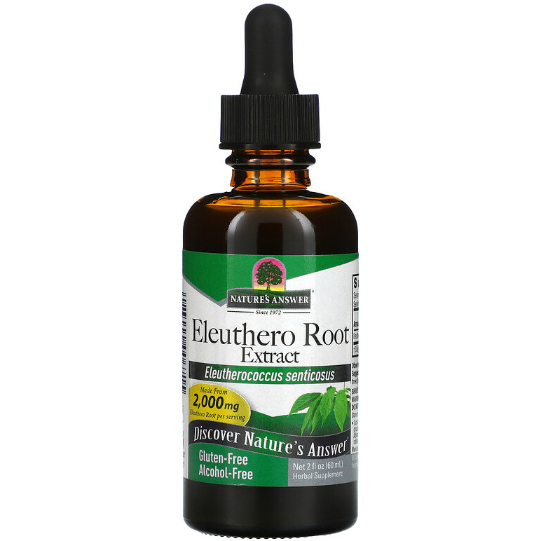 Корінь женьшеню Nature's Answer "Eleuthero Root Extract" елеутерокок без спирту, 2000 мг (60 мл), фото 1