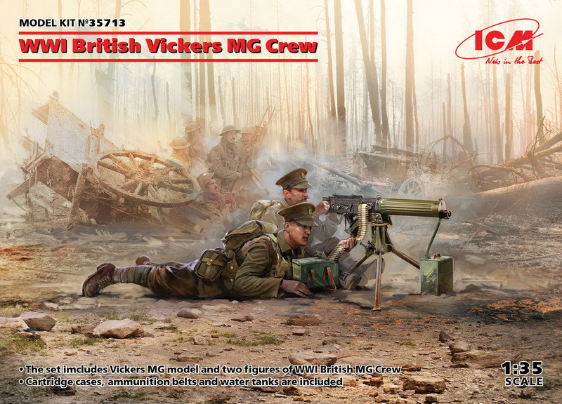 1/35 ICM 35713 WWI британський розрахунок кулемету Vickers (2 фігурки), фото 1