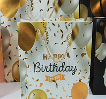 Пакет гігант вертикальний "Кульки на білому тлі" 30х42 см